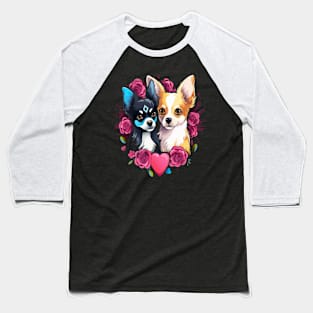 Chihuahua Couple Valentine Baseball T-Shirt